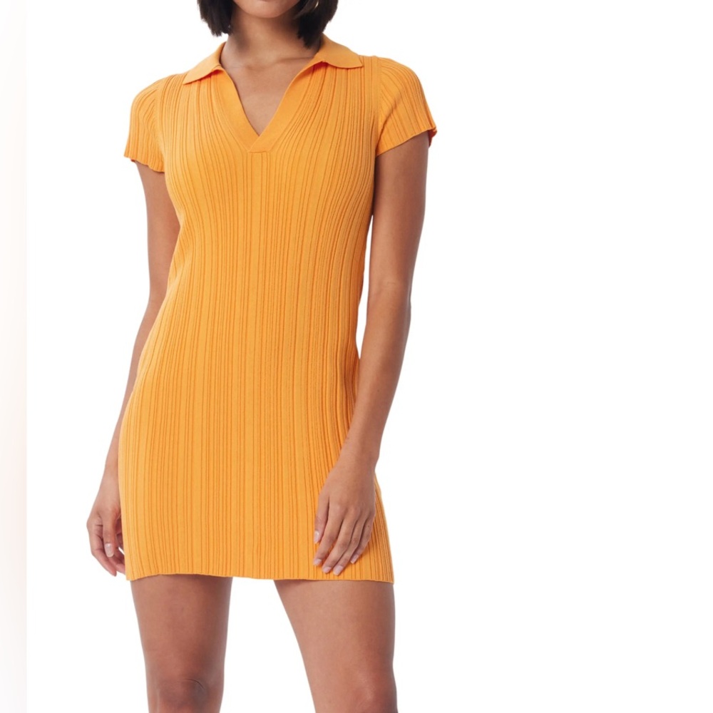 NWT Lita by Ciara Rib Cotton Blend Polo Minidress in Pop Orange - Size XXL